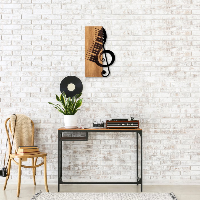 Wallity Musical 1 Escultura de pared de Madera y Metal Nogal y Negro